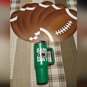 NWT Football Game Day 40 oz Tumbler & 6 Placemats